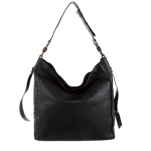 ALLSAINTS Black Leather Studded Logo Bag - Picture 4 of 6